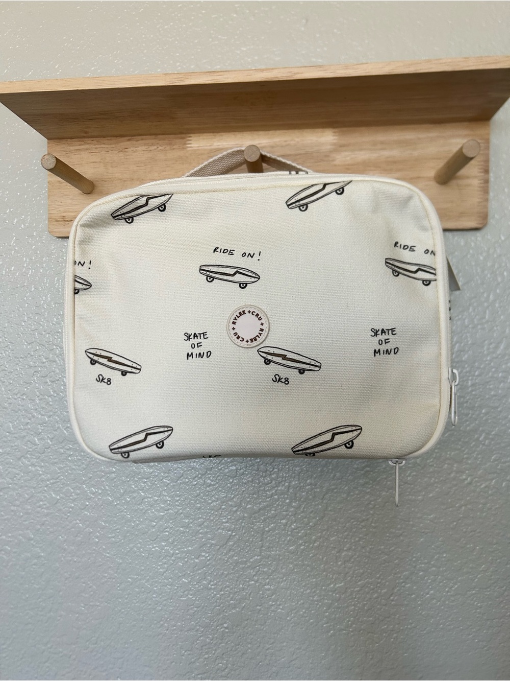 Canvas Skate Print Toiletry Bag - Cream